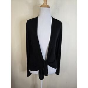 Chico's Travelers Women's Black Slinky Knot Front Blouse Shirt Cardigan Size 0 S